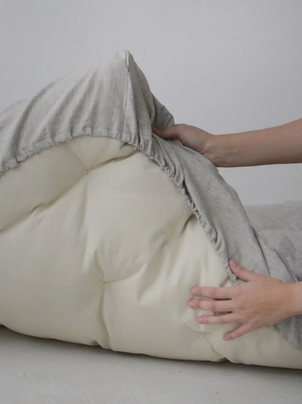 Cream Rolled Comforter Mattress Topper